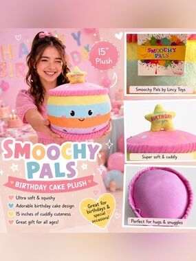 NWT 15” Smoochy Pals Birthday Cake Plush